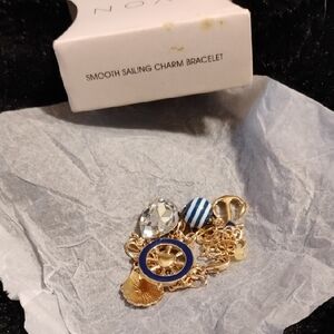 Avon Smooth Sailing Charm Bracelet with Gold and Blue Accents